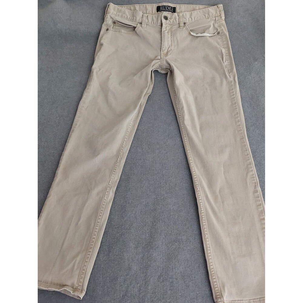 RUDE Hot Topic Men’s Skinny Chino Pants Tan Khaki Size 32x30 Y2K Emo Grunge